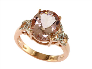 EFFY 14K ROSE GOLD DIAMOND&comma;MORGANITE RING