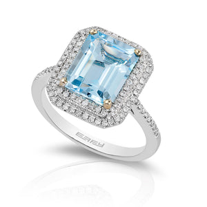 Effy 14K White Gold Diamond&comma; Aquamarine Ring