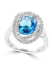Load image into Gallery viewer, EFFY 14K WHITE GOLD DIAMOND&comma;BLUE TOPAZ RING

