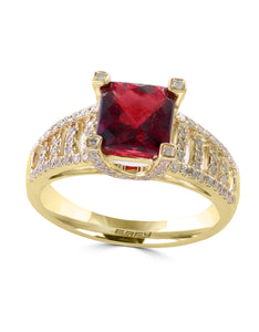 Effy 14K Rose & White Gold Diamond & Garnet Ring