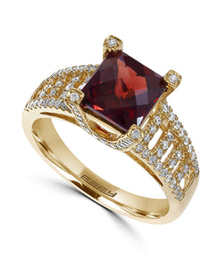 Effy 14K Rose & White Gold Diamond & Garnet Ring