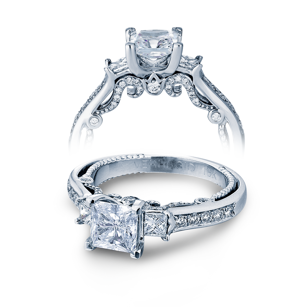 VERRAGIO-Insignia INS-7067P 0.65CTW 3-Stone Princess Side Diamond Engagement Ring