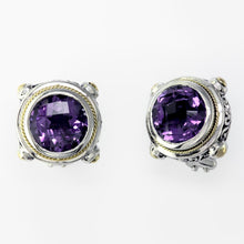 Load image into Gallery viewer, EFFY 925 STERLING SILVER/18K YELLOW GOLD AMETHYST EARRINGS

