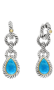 Effy 925 18K Yellow Gold/Silver Turquoise Earrings