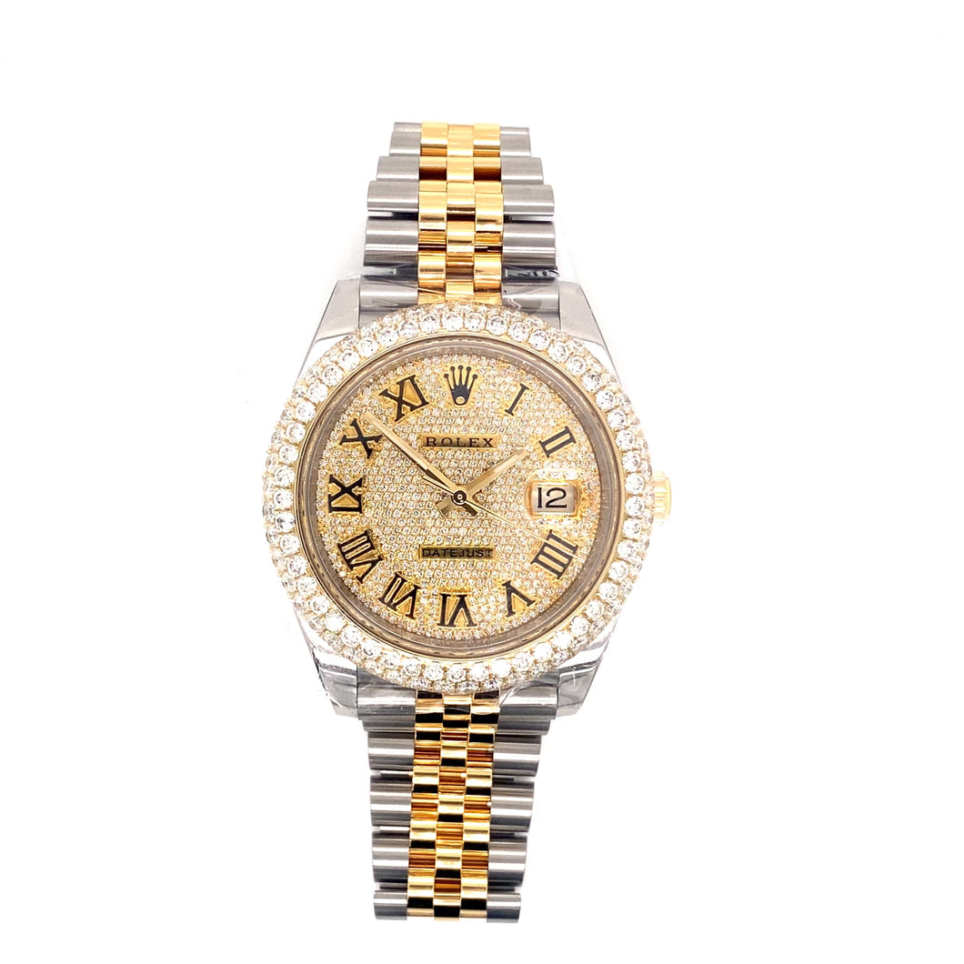Rolex datejust 7.00ct diamond watch with two tone jubilee band