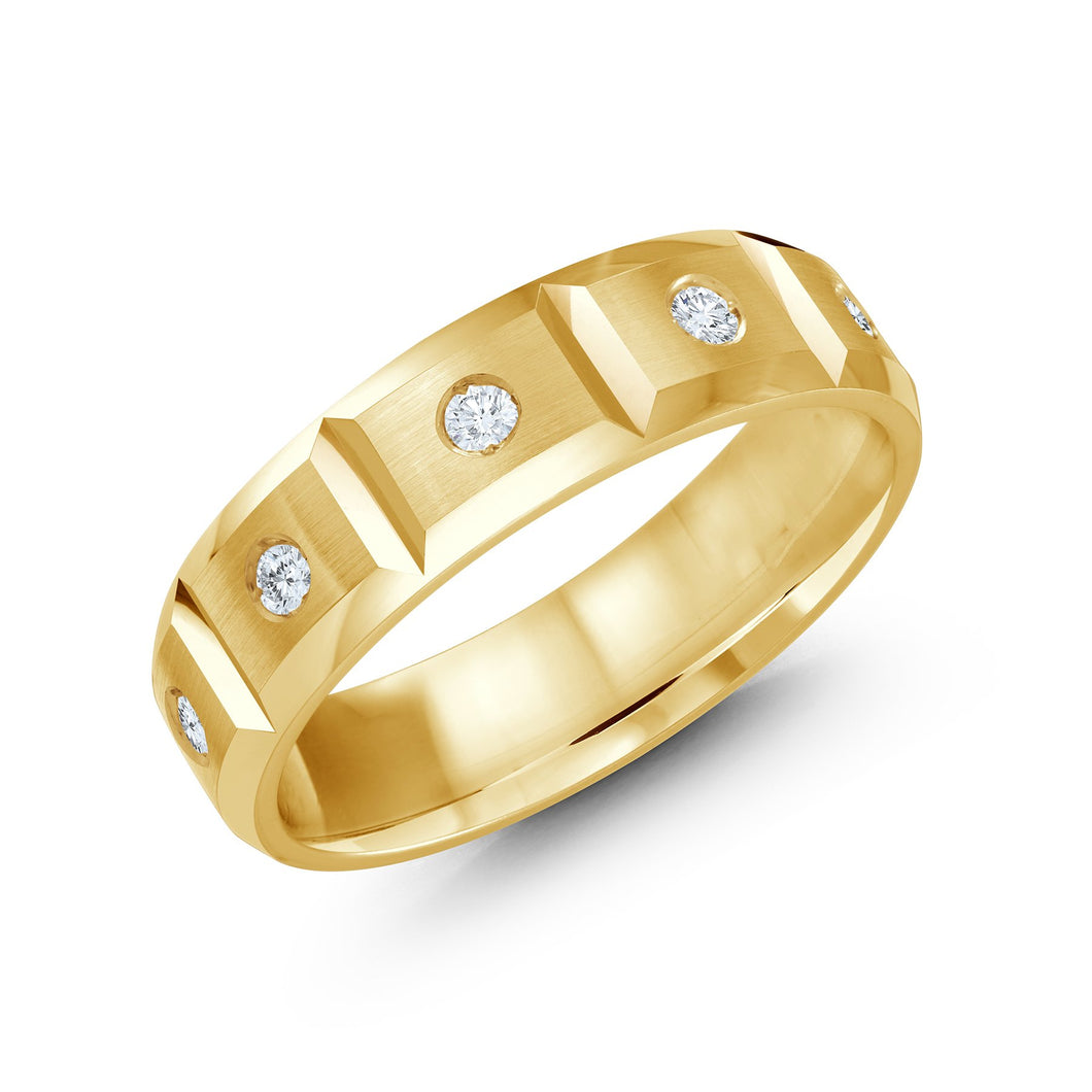Yellow Gold Square Splits Diamond Wedding Band JMD-388-6Y30
