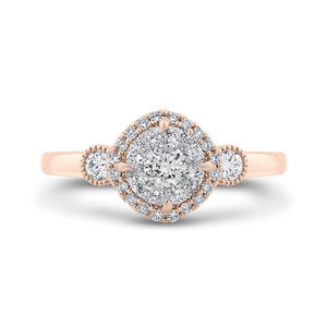 Round Diamond Halo Engagement Ring with White and Rose Gold Luminous LUR0072-42PW-1.00