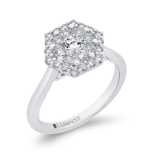Round Diamond Hexagon Shape Halo Engagement Ring Luminous LUR0149-42W-1.00