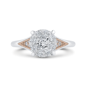 Rose and White Gold Round Diamond Halo Engagement Ring Luminous LUR0188-42WP-2.00