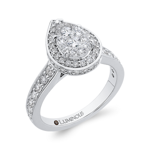 Round Diamond Pear Shape Halo Engagement Ring Luminous LURA0073-42W-1.00
