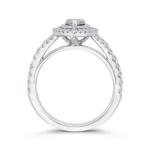 Round Diamond Pear Shape Double Halo Engagement Ring Luminous LURA0111-42W-.50