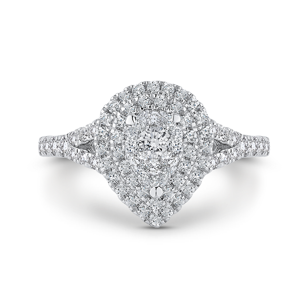 Round Diamond Pear Shape Double Halo Engagement Ring Luminous LURA0111-42W-.50