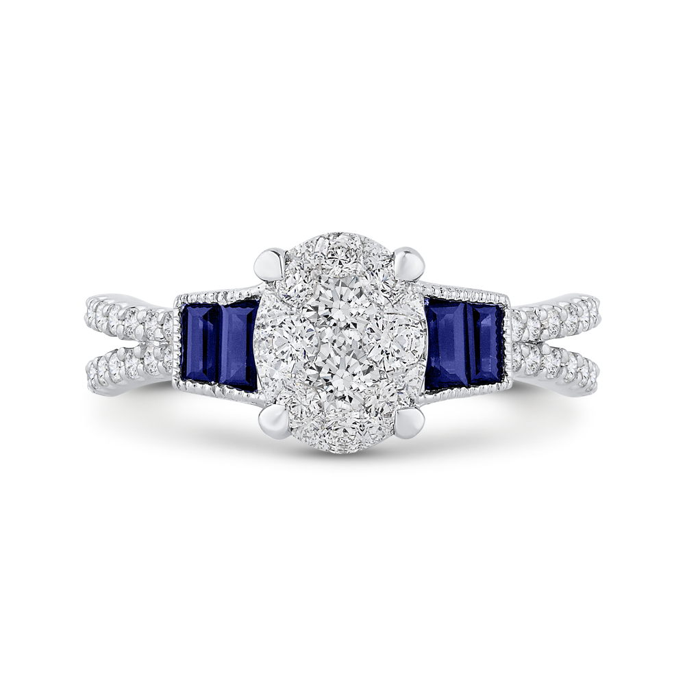 Sapphire Round Cut Diamond Engagement Ring Luminous LURO0175-S42W-1.50