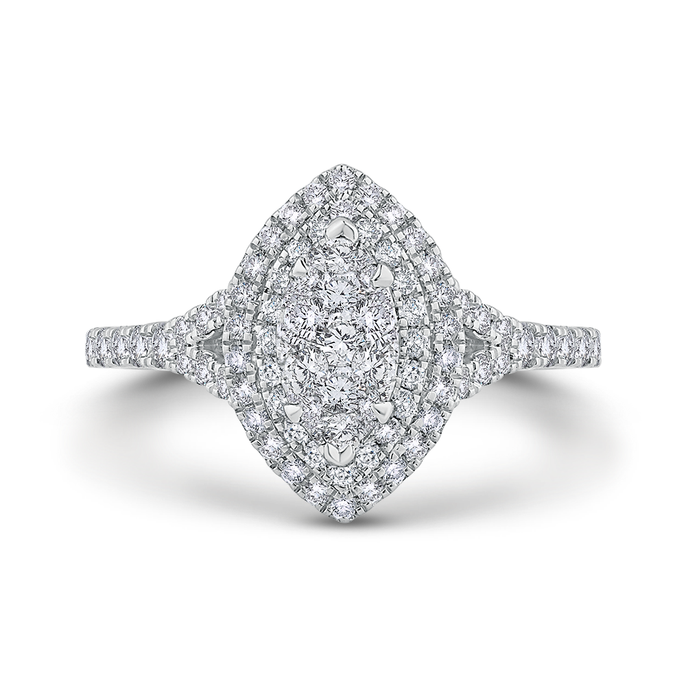 Split Shank Marquise Shape Double Halo Engagement Ring Luminous LURQ0112-42W-.50