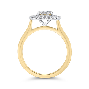 Yellow Gold Plain Shank Round Diamond Double Halo Engagement Ring Luminous LURU0110-42YW-1.00