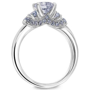 Ladies Gold 3 Stone Crown Setting Mounting with Millgrain 0.38 Carat Weight Diamond Ring
