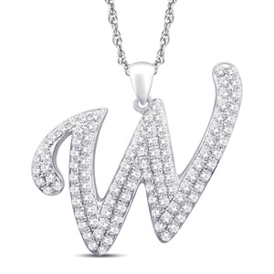 10kt White Gold 1.80 Carat Weight "W" Cursive Initial Pendant