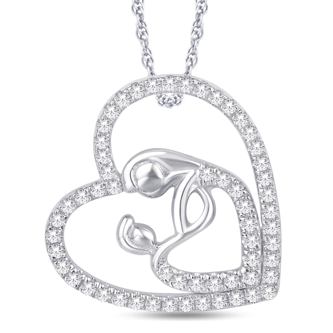 10kt White Gold 0.15 Carat Weight Hearts Fashion Pendant