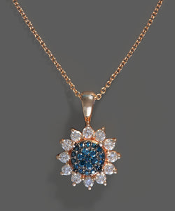 Effy 14K Rose Gold Diamond&comma;Blue Diamond&comma; Pendant