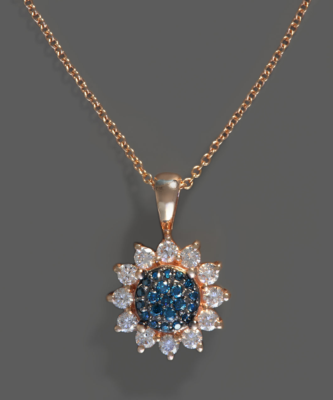 Effy 14K Rose Gold Diamond,Blue Diamond, Pendant