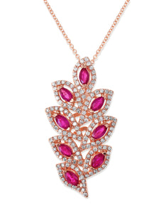 Effy 14K Rose Gold Diamond&comma;Natural Ruby Pendant