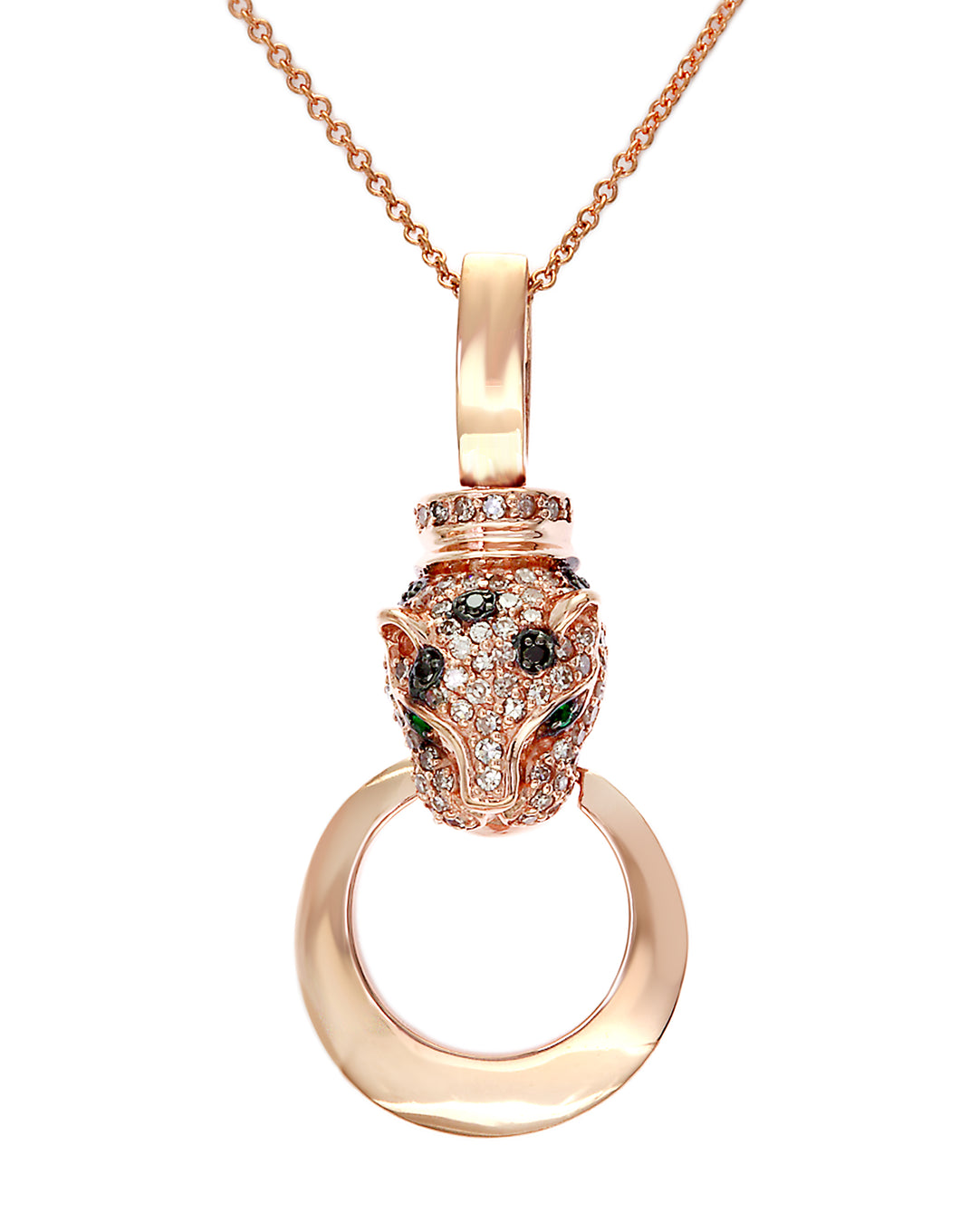 Effy 14K Rose Gold Diamond,Black Diamond,Natural Emerald Pendant