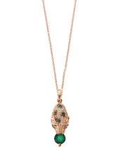 Load image into Gallery viewer, Effy 14K Rose Gold Diamond&comma;Espresso Diamond&comma;Natural Emerald Pendant
