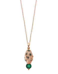 Effy 14K Rose Gold Diamond&comma;Espresso Diamond&comma;Natural Emerald Pendant