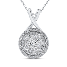 Load image into Gallery viewer, Diamond Double Halo Pendant with Chain Luminous PE1161T-42W
