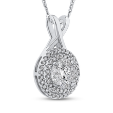Load image into Gallery viewer, Diamond Double Halo Pendant with Chain Luminous PE1161T-42W
