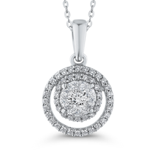 Load image into Gallery viewer, White Diamond Double Halo Fashion Pendant with Chain Luminous PE1248T-42W
