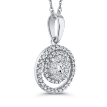 Load image into Gallery viewer, White Diamond Double Halo Fashion Pendant with Chain Luminous PE1248T-42W
