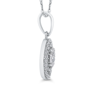 White Diamond Double Halo Fashion Pendant with Chain Luminous PE1248T-42W