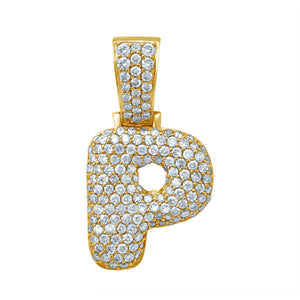 10kt Yellow Gold 2.50 Carat Weight "P" Initial Bubble Pendant