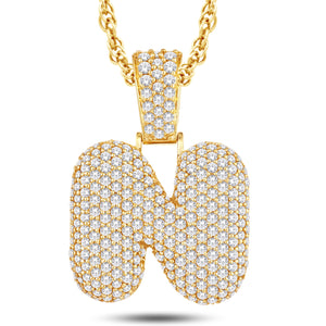 10kt Yellow Gold 3.50 Carat Weight "N" Initial Bubble Pendant