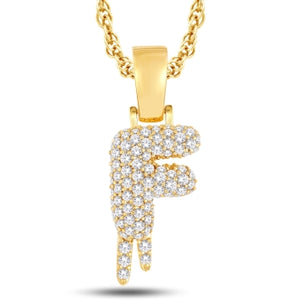 10kt Yellow Gold 1.25 Carat Weight "F" Initial Dripping Pendants