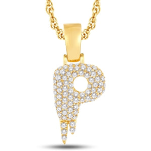 10kt Yellow Gold 1.15 Carat Weight "P" Initial Dripping Pendant
