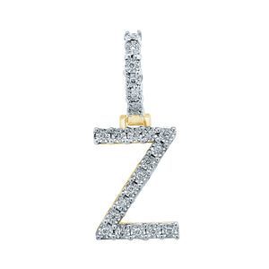 10kt Yellow Gold 0.17 Carat Weight "Z" Initial Diamond HipHop Pendant