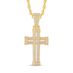 10kt Yellow Gold 1.84 Carat Weight Hip Hop Religious Cross Pendant