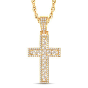 10kt Yellow Gold 2.3 Carat Weight Hip Hop Religious Cross Pendant