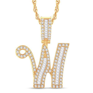 10kt Yellow Gold 2.06 Carat Weight HipHop "W" Initial Pendant