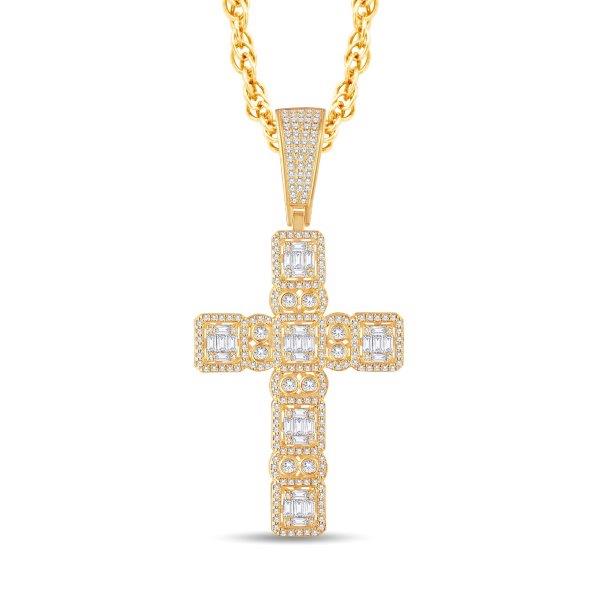 10kt Yellow Gold 1.5 Carat Weight Hip Hop Religious Cross Pendant