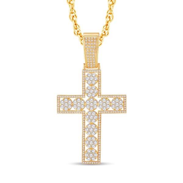 10kt Yellow Gold 2.23 Carat Weight Hip Hop Religious Cross Pendant