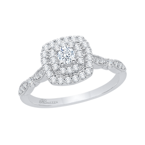 Double Halo Round Diamond Engagement Ring Promezza PR0010EC-02W