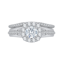Load image into Gallery viewer, Split Shank Diamond Halo Engagement Ring Promezza PR0017EC-02W
