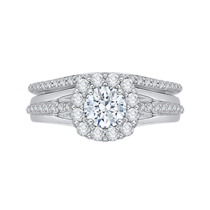 Split Shank Diamond Halo Engagement Ring Promezza PR0017EC-02W
