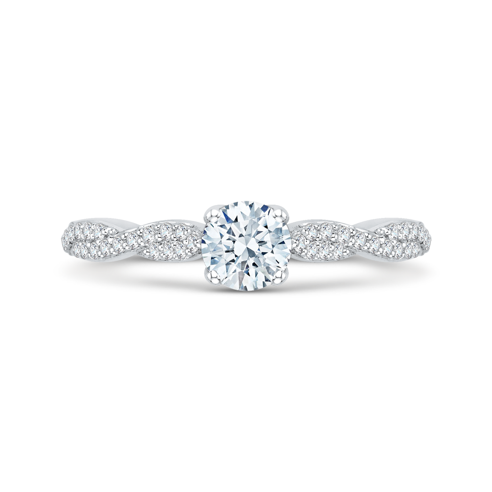 Criss-Cross Shank Diamond Floral Engagement Ring Promezza PR0023EC-02W