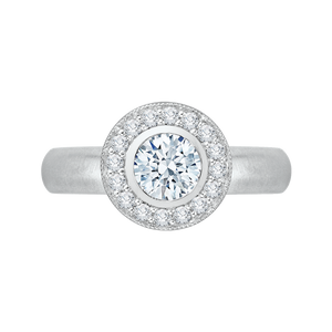 Plain Shank Round Diamond Halo Engagement Ring Promezza PR0029EC-02W