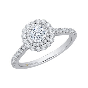 Double Halo Engagement Ring with Round cut Diamond Promezza PR0032EC-02W