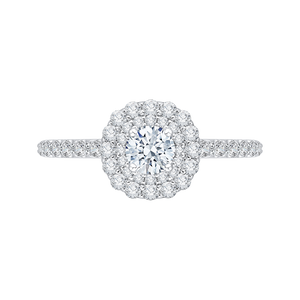 Double Halo Engagement Ring with Round cut Diamond Promezza PR0032EC-02W